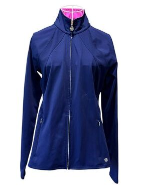 Lilly Pulitzer Luxletic Full Zip Track Jacket Navy Athletic Golf Size M